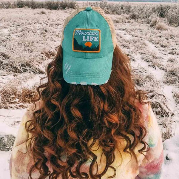 Mountain Life Distressed Trucker Hat