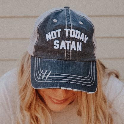 Not Today Satan Distressed Trucker Hat