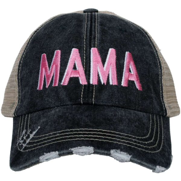 Mama Distressed Trucker Hat Black
