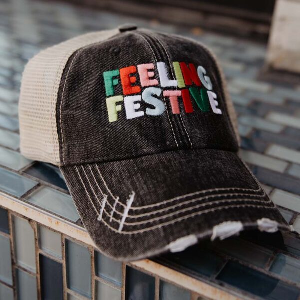 Feeling Festive Distressed Trucker Hat