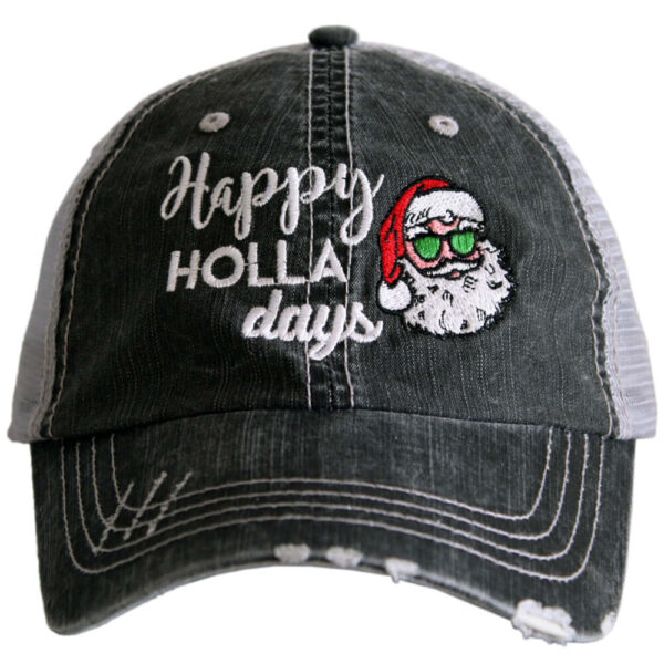Happy Holla Days Distressed Trucker Hat