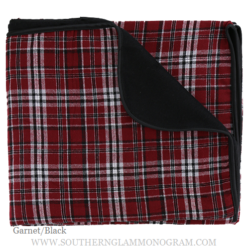 Monogrammed Garnet Flannel Blanket