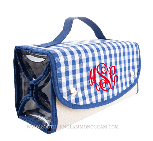 Gingham Roll Up Cosmetic Bag