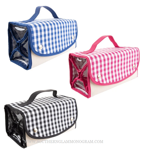 Gingham Roll Up Cosmetic Bag