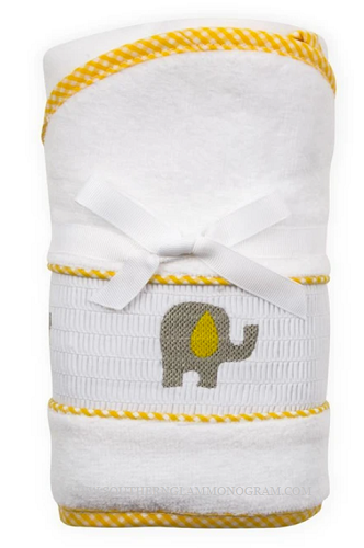 Elephant Smocked Hooded Towel