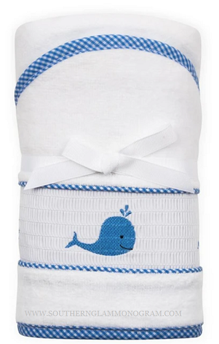Whale Smocked Hooded Towel