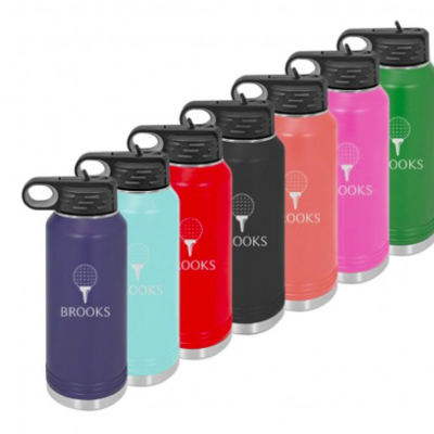 Water Bottle with Engraved Golf Design