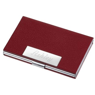 Samantha Red Leather Business Card Case