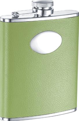 Lily Pad Light Green Leather 6oz Flask