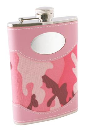 GI Jane 8oz Pink Camouflage Wrapped Stainless Steel Hip Flask